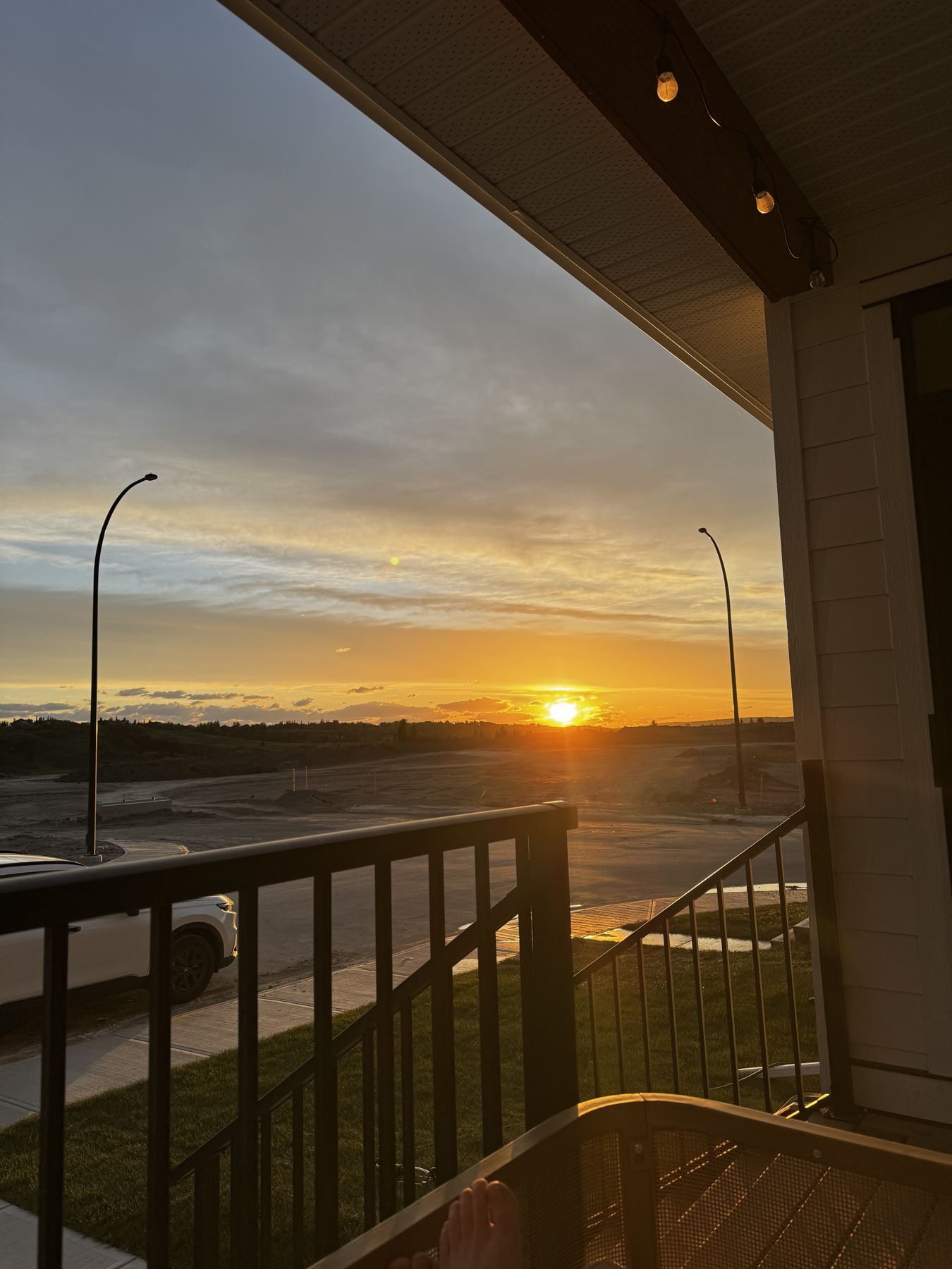 Sunset seen from the deck, looking west